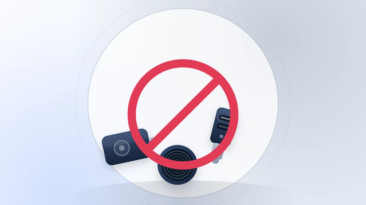 Flat illustration of a pile of car gadgets crossed out by a red no sign