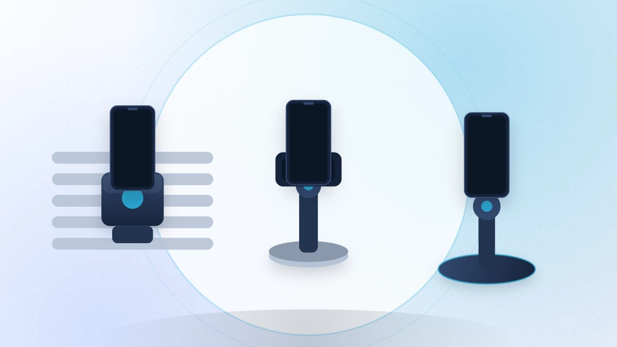 Flat illustration comparing vent, suction-cup and dashboard phone mounts each holding a phone